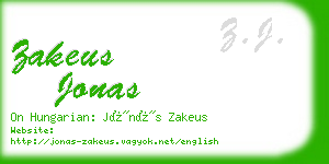 zakeus jonas business card